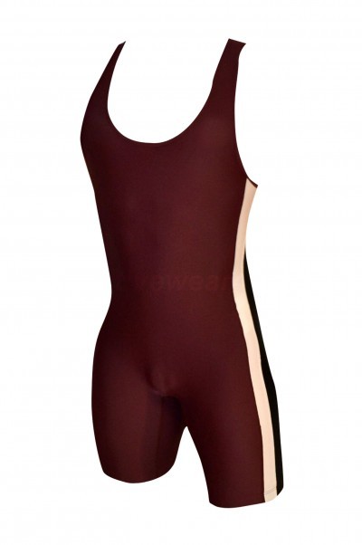 SKTF014 one-piece wrestling suit elastic tight-fitting fitness weightlifting suit men's tight-fitting jumpsuit 90% polyester fiber +10% lycra one-piece men's swimsuit back view